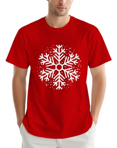 Qskall Christmas T Shirts for Men Christmas Snowflake Snow Shirt Xmas Holiday Tee Tops