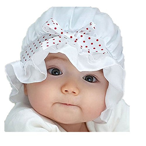 Malloom® nouveau-né fille points goy soleil d'été de polka beanie chapeau de chapeau 2-12 mois (Blanc) Cover