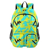Zaini da viaggio retrò anni '80 '90 astratto verde acqua giallo modello borsa da lavoro