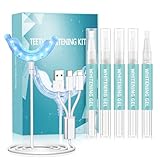 Shynova Zahnbleaching Set mit LED-Licht - Zahnaufhellung Kit für Empfindliche Zähne mit 5 Zahnweiss Stift - 30-Minuten-Anwendung für die Bleaching Zähne zu Hause - Weiß
