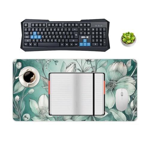 Protector de escritorio grande floral verde menta miniatura 4