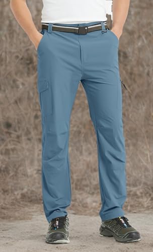 Men's Cargo Hiking Pants Lightweight Water Resistant Quick Dry Outdoor Fishing Travel Climbing Work Pants Stone Blue M - Image 9