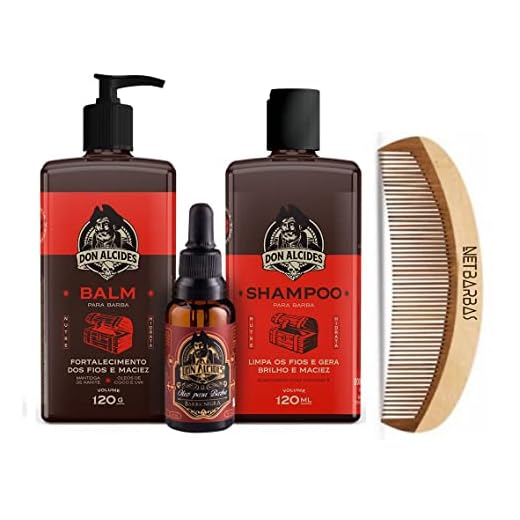 Kit - Shampoo + Balm + Óleo + Pente Para Barba - Barba Negra - Don Alcides