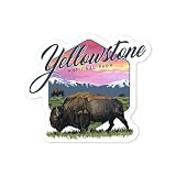 Die Cut Sticker Yellowstone National Park, Bison and Sunset, Vinyl Sticker, (Waterproof Decal for Cars, Water Bottles, Laptops, Coolers), Large