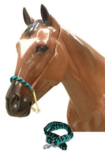 Showman Braided Nylon Rope Noseband Tie Down w/Strap (Teal)