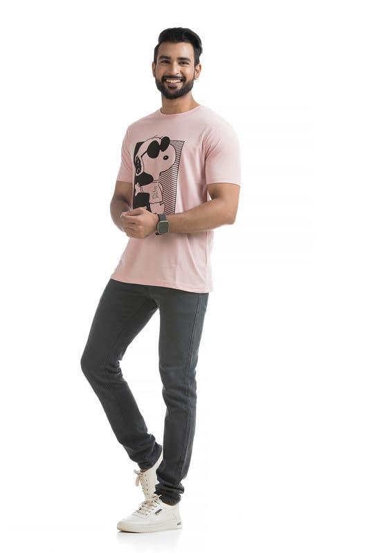 Image of Men's T Shirt Cotton Unique Chest Printed Regular and Relaxed Fit Half Sleeves Breathable Soft Fabric Standard Length Comfortable, Trending, Stylish & Modern Casual Wear