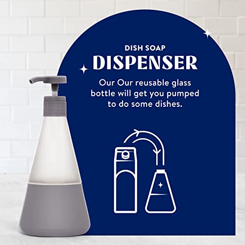 Image of Cleancult Dish Soap Dispenser (15oz, 2 Pack) - Refillable Glass Soap Dispenser with Pump - Shatter Resistant Dish Soap Dispenser for Kitchen Sink - Non Slip Silicone Sleeve - Charcoal