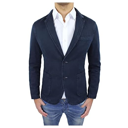Blazer Giacca Uomo Grigio Nero Blu Beige Slim Fit Elegante Formale Casual (XL, Blu Scuro Navy)