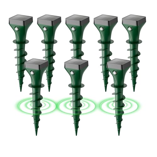 Peepst 8 Pack Mole Repellent Solar Powered, Gopher Repellent Ultrasonic for Lawns, IP65 Waterproof Mole Deterrent for Yard, Outdoor Pest Control for Groundhog, Vole, Armadillo, Chipmunk, Snake