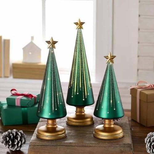 Luces centelleantes en árbol de Navidad verde con botón único 3