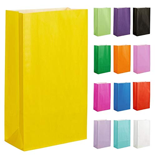 Thepaperbagstore 10 Sacs en Papier pour Cadeaux et Fêtes - Jaune - 140x245x70mm