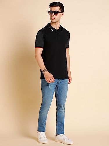 Image of Dennis Lingo Men's Slim fit Solid Black Polo T-Shirt