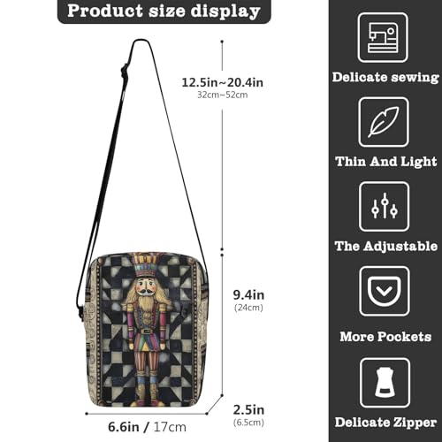 Crossbody Bag Christmas Nutcracker Messenger Bag for Women Men Purse Shoulder Bag Satchel Bag with Adjustable Strap 214B85783