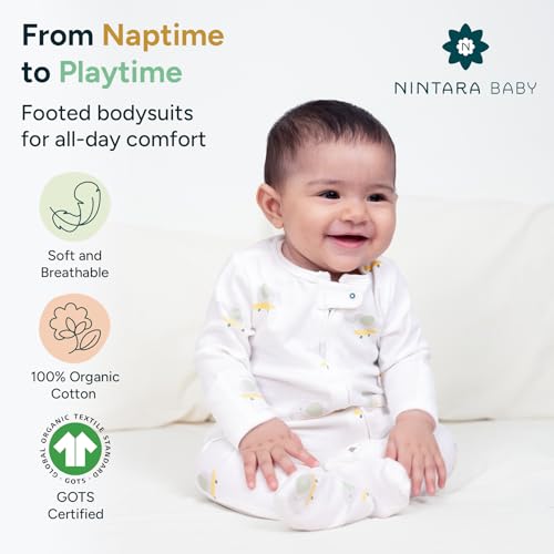 Image of NINTARABABY Zip-Up Footed Bodysuit - 100% Organic Cotton Sleeper