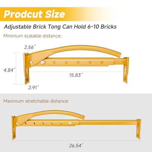 Adjustable Brick Tong, Heavy Duty Steel Brick Lifting Tong Brick Carrier Clamp Masonry Lifting Carrier Tool for Masonry Work, Securely Transports 6-10 Bricks at Once - Thumbnail 6