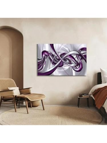 Peinture sur toile violette et argentée TONGYINLI art abstrait haut de gamme - 5