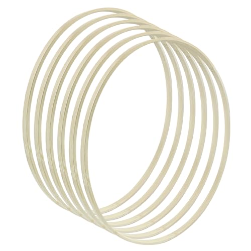 Image of Hitefu 6 Packs 12 Inch Bamboo Floral Hoop Rings (30cm) | Large Wooden Embroidery Hoops, For Crafts, Dream Catcher, Wedding, Hanging, Wreath