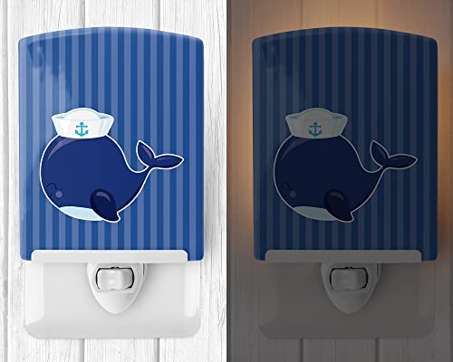 Lámpara de mesa de noche cerámica con ballena azul miniatura 2