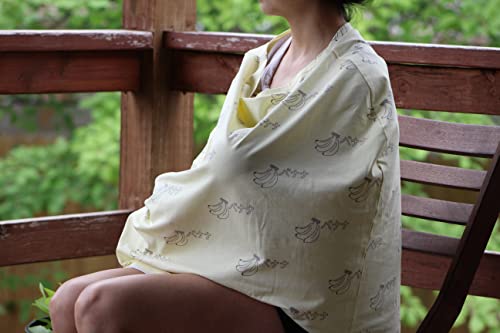 Image of Nursing and Carseat Cover - Japanese Banana Print Design - Discreet, Breathable, Stretchy, carseat Cover, Breastfeeding Cover, Grocery Buggy cart seat Cover,