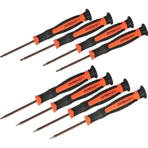 TEKPREM 8 in 1 Small Torx Screwdriver Set with T3 T4 T5 T6 T7 T8 T9 T10 Torx Security Bits,Complete Star Repair Kit for Apple,Macbook,Mac mini,Xbox one, Xbox360,PS3,PS4,PS5,Computer and Pocket Knives Cover