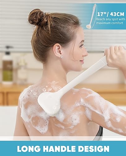 Back Scrubbers for Use in Shower 43CM Long Handle Back Scrubber for Men Woman Medium-Hard Bristles Body Scrubber for Foot Back Scratcher Body Brush Bathing Accessories - Image 2
