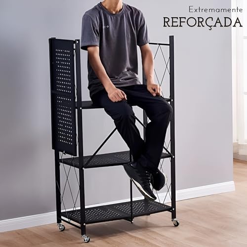 Prateleira Estante Aço Industrial Reforçada Luxo Decoração 125x81x34 cm Escritório Quarto Cozinha Sa
