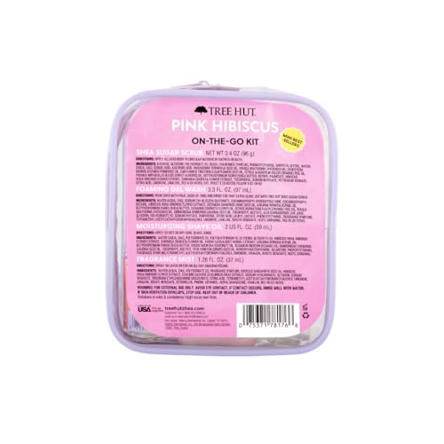 Image of Tree Hut Pink Hibiscus Everything Shower Gift Set, 4 Piece Kit, Travel Size