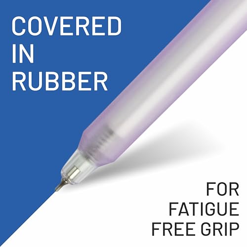 Image of Anupam Sylent Roller Gel Pen 0.5 mm, Waterproof Smooth Quick-Dry Dark Ink, Comfortable Grip Exam & Office Pen, Refillable (2 Multicolour Body BlueInk, 2 Black Body BlackInk)