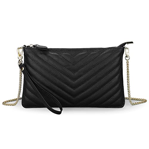 Yaluxe Women's Real Leather Large Wristlet Phone Clutch Wallet With Shoulder Chain #TOP6