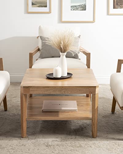 Kate And Laurel Talcott Transitional Tiered Square Coffee Table For Living Room Decor, 26X26X18, Natural #TOP1