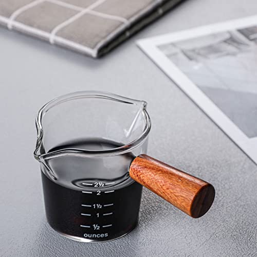 belupai Copo de dose expresso de bico duplo com cabo de madeira, 4 copos medidores, copo de leite tr