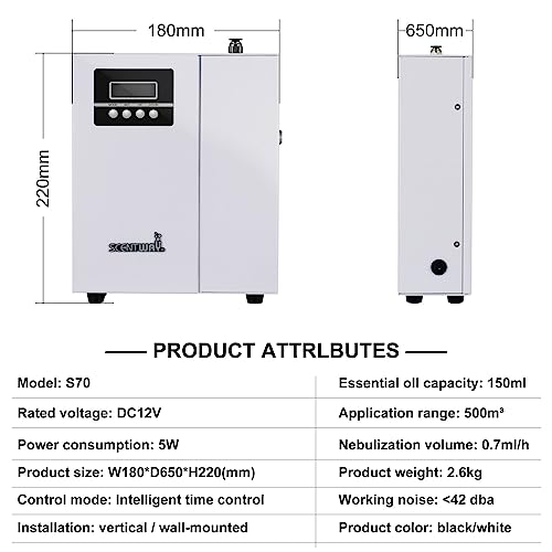 Scentway Smart Fragrance Machine 150Ml Essential Oil Nebulizing Diffuser Scent Air Machine Quiet 丨Waterless Hvac Capable Cold-Air Spray For Large Room, Theaters, Shopping Malls #TOP7