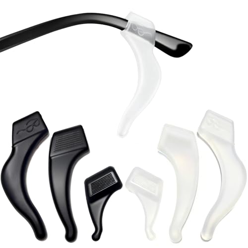 Fvitypap 6 Pairs 3 Different Sizes Silicone Eyeglass Ear Grips - Anti-Slip Holder Hooks for Sports, Sunglasses & Reading Glasses - Comfortable Sleeve Retainers