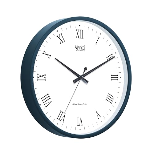 Image of Ajanta 10027 Wall Clock (12 Inch / 305mm) - Silent Sweep Non-Ticking Movement - Stylish Blue Home Decor Clock