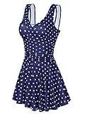 Clearlove Badeanzug Damen Push up Bademode Schwimmanzug Bauchweg Farbverlauf Figurformenden Effekten Rückenfrei Bandeau Navy Polka Dot-Upgrade,L