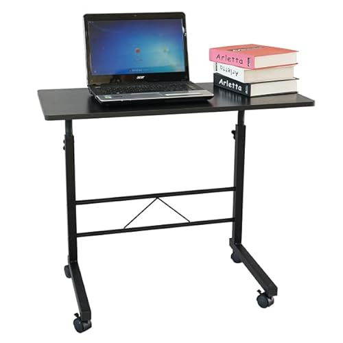 Adjustable Side Table with Wheels,Height Adjustable Rolling Potable Laptop Rolling Cart,Mobile Snack Side End Table C-Shaped Bed Couch Sofa End Tables TV Tray Night Stand for Small Space Side Table