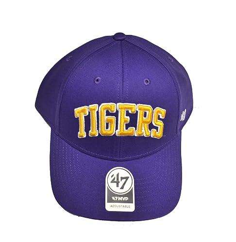 47 LSU Tigers Purple Lone Script MVP Adjustable Cap - NCAA, Adjustable Structured Baseball Hat