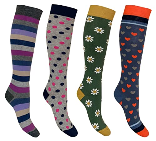 CriCri Socks 4 paires de Chaussettes Hautes Montantes pour femme en coton chaud, haute qualité, fabriquées en Italie, taille unique (Combinaison 7) Cover