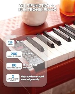 STRICH Digital Piano 88 Keys, Hammer-Action Weighted Keyboard, Full size Electric Piano Keyboard with Furniture Stand, 25Wx2 Speakers, Supports USB-MIDI/Wireless Connect, SDP-300W (Color Mahogany)