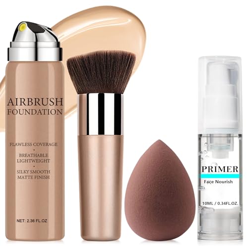 AirBrush Foundation Spray With Primer and Brush, Silky Mist Foundation