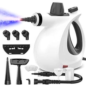 Dampfreiniger, Dampfreiniger Handgerät Mehrere Oberflächen mit 11 Zubehör, 1050 W Mehrzweck Steam Cleaner, Chemikalienfreier Handdampfreiniger für die Reinigung von Fenstern, Sofas, Fugen und Auto
