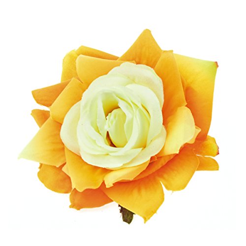 Love Sweety Women Party Big Rose Flower Hairpin Hair Clips Flower Brooch (Yellow)