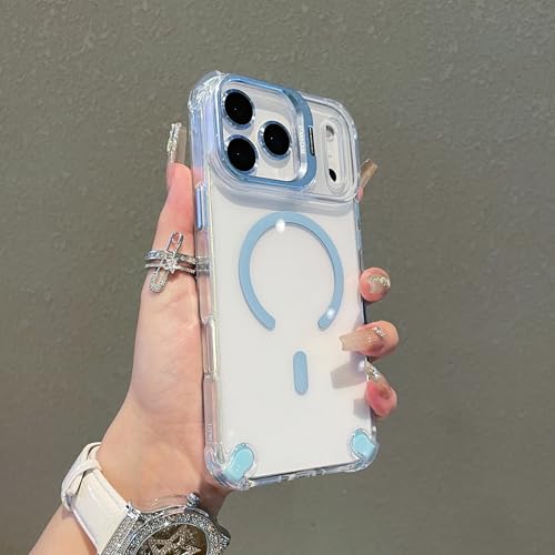 Coque protection magnétique transparente iPhone 14 Pro bleu clair antichoc