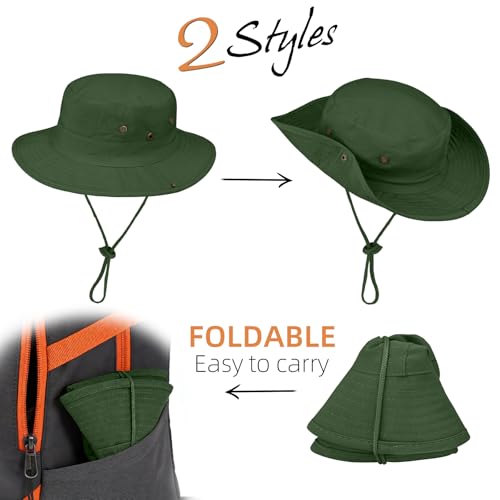 Image of Sun Hats for Men Women Boonie Hat Foldable Fishing Hat UPF 50+ Bucket Hat for Fishing Hiking Garden Safari Beach