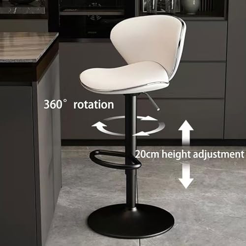 Tabourets de bar réglables et pivotants blancs avec dossier rembourré confortable - 7