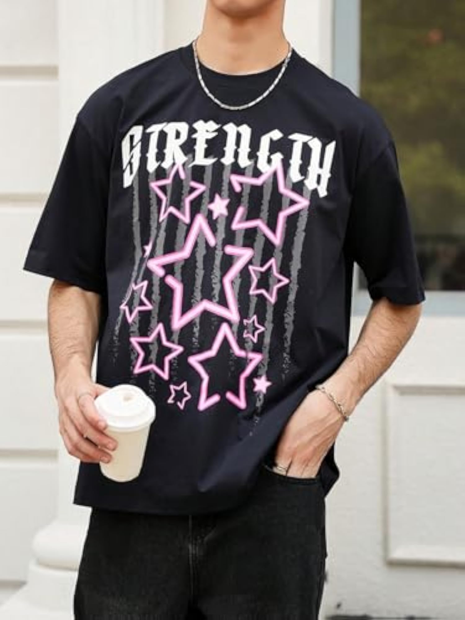 Casual Summer T-Shirt with Star & Letter Print