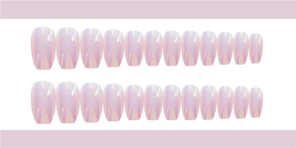 GeRRiT False Nails Pink Mirror Full Cover False Nail Tips Ballerina Manicure Tools for False Fake Nails Extension False Nails Coffin Press On Nails