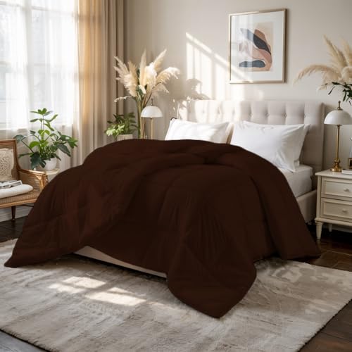 Image of Earthlycozy 500 GSM Premium Comforter - All-Season Down-Alternative, Lightweight, Breathable, Hypoallergenic and Machine Washable (Chocolate Brown, Double)