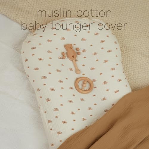 Image of Baby Lounger Cover, Muslin Baby Nest Cover 2 Pack, 100% Cotton Newborn Lounger Cover, Infant Lounger Cover, Breathable Adjustable Slipcover for Boys Girls, Covers Only