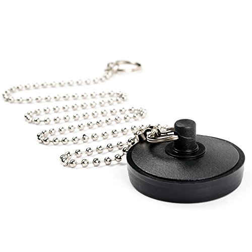 Tapón para desagüe de lavabo 1.75 pulg con cadena de caucho negro